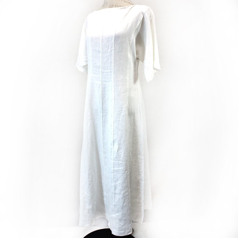 Massimo Dutti 100% Linen Casual Maxi A-Line Dress Quiet Luxe Minimalist Size 4